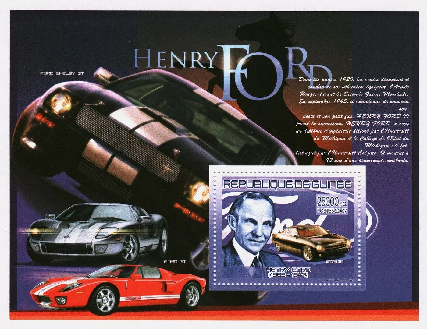 Guinee 2007 Henry Ford Cars M/S MNH
