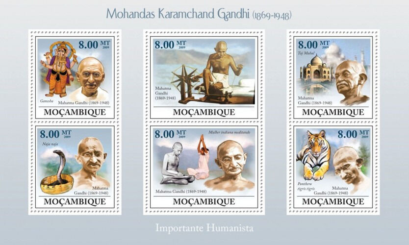 Mozambique 2009 Mahatma Gandhi Tiger Snake M/S MNH
