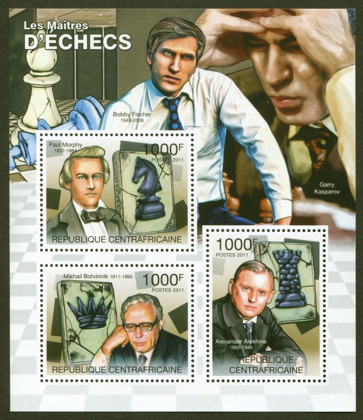 Central Africa 2011 World Chess Champions M/S MNH