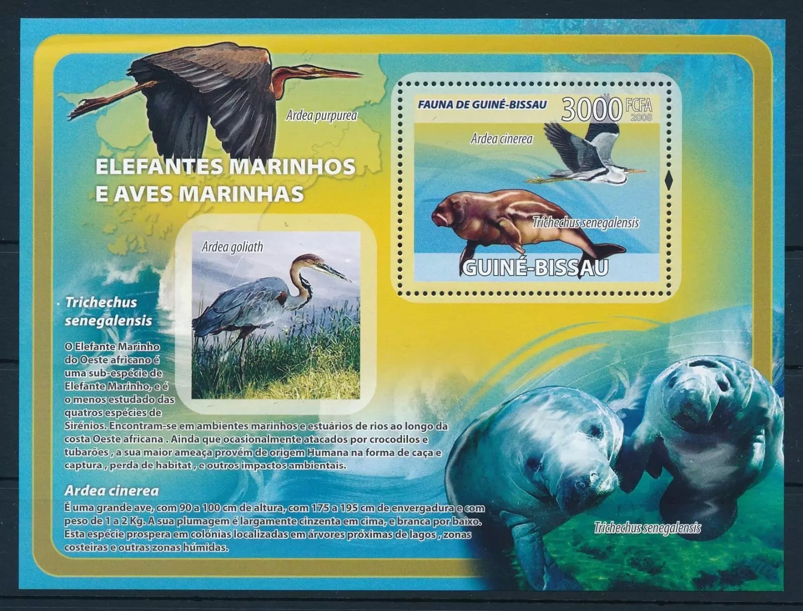 Guinea Bissau 2008 Dolphins & Birds M/S MNH