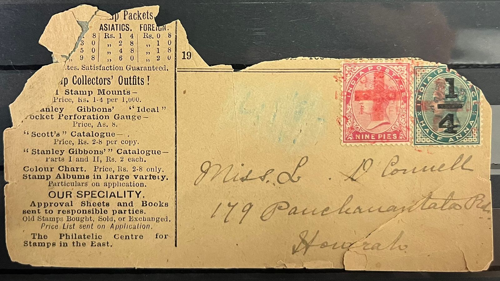 India 1907 Minto Feter Cancellation on Part Cover