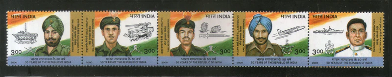 India 2000 Gallantry Award Winners (2nd Issue) Setenant MNH