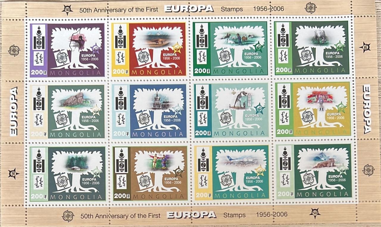 Mongolia 2006 50th Aniv of First Europa Stamps Sheet of 12 Stamps MNH