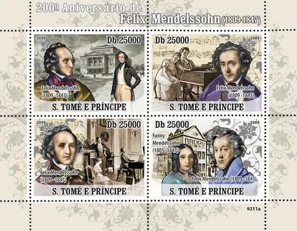 Sao Tome 2009 Felix Mendelssohn M/S MNH