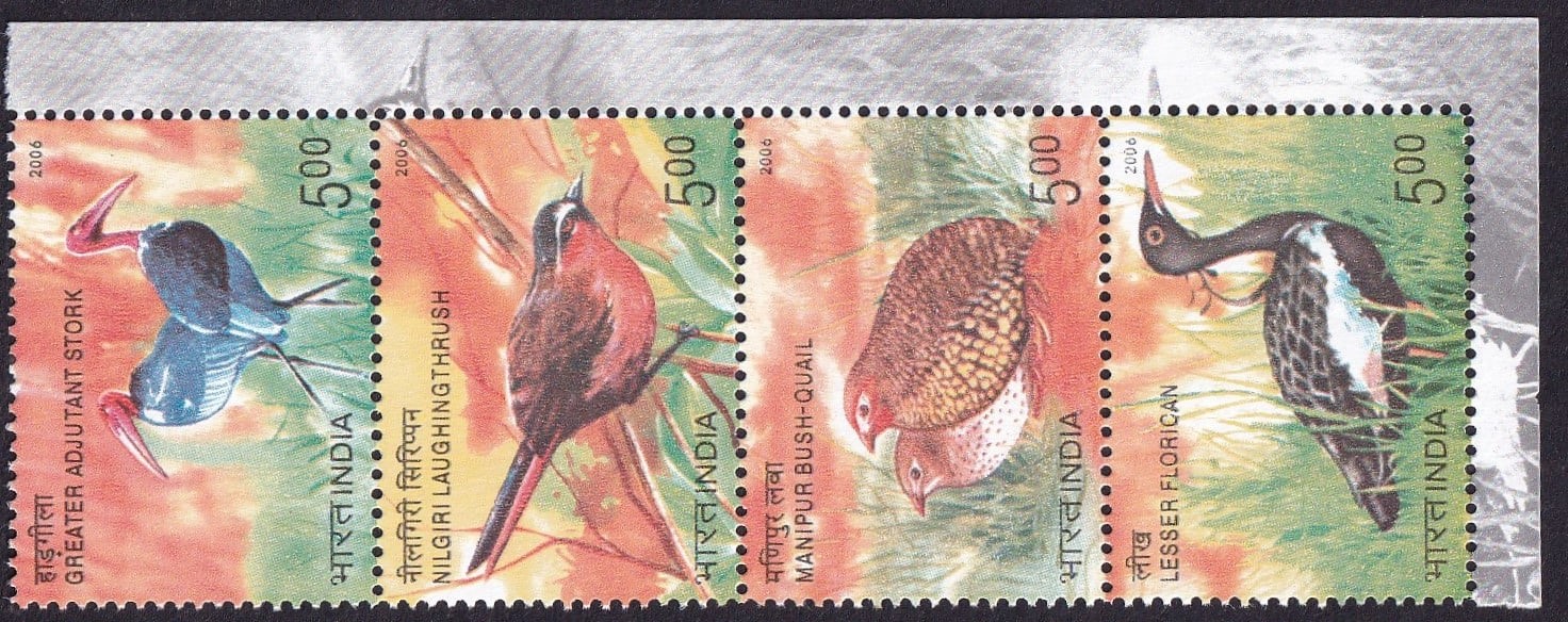 India 2006 Endangered Birds of India Setenant MNH