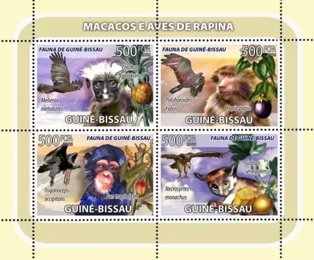 Guinea Bissau 2008 Monkeys & Birds M/S MNH