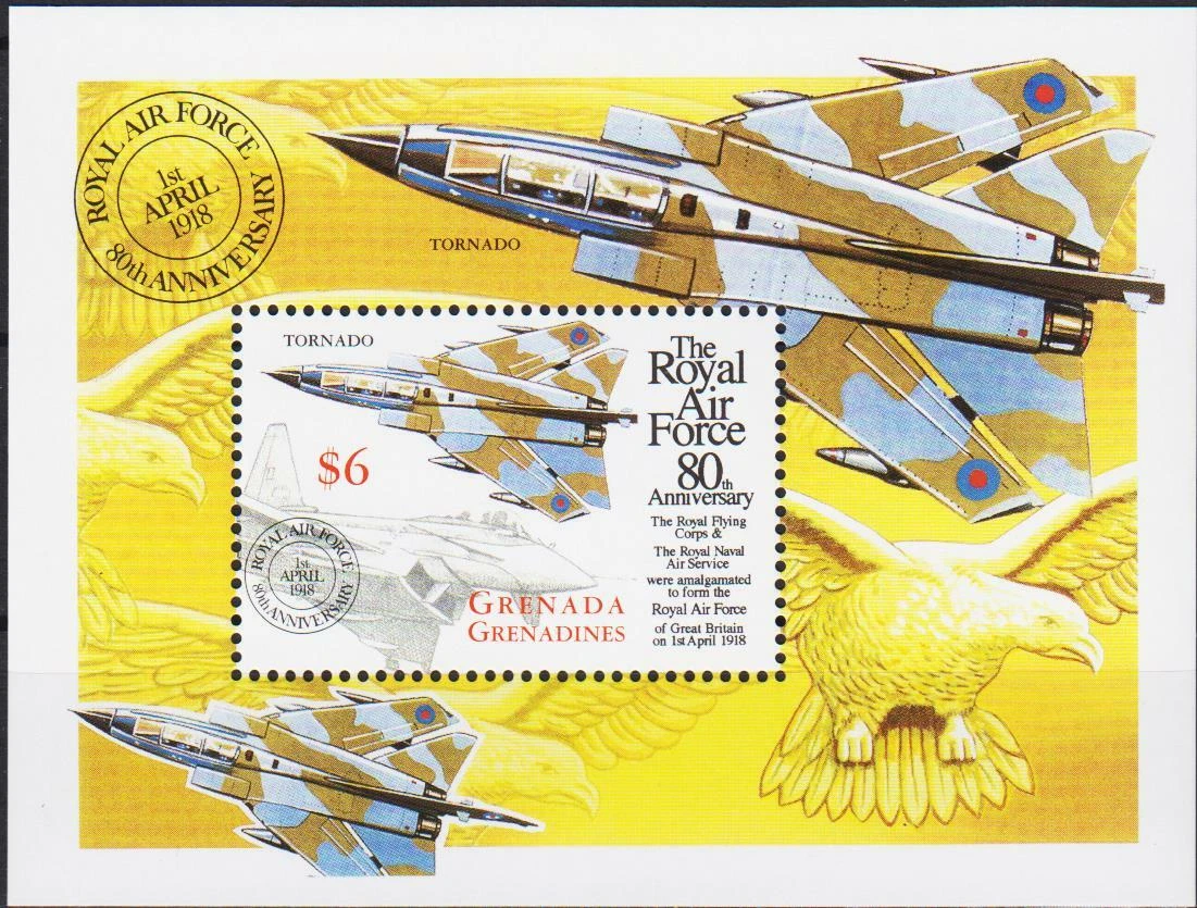 Grenada 1998 Royal Air Force Aviation Eagle Bird M/S MNH