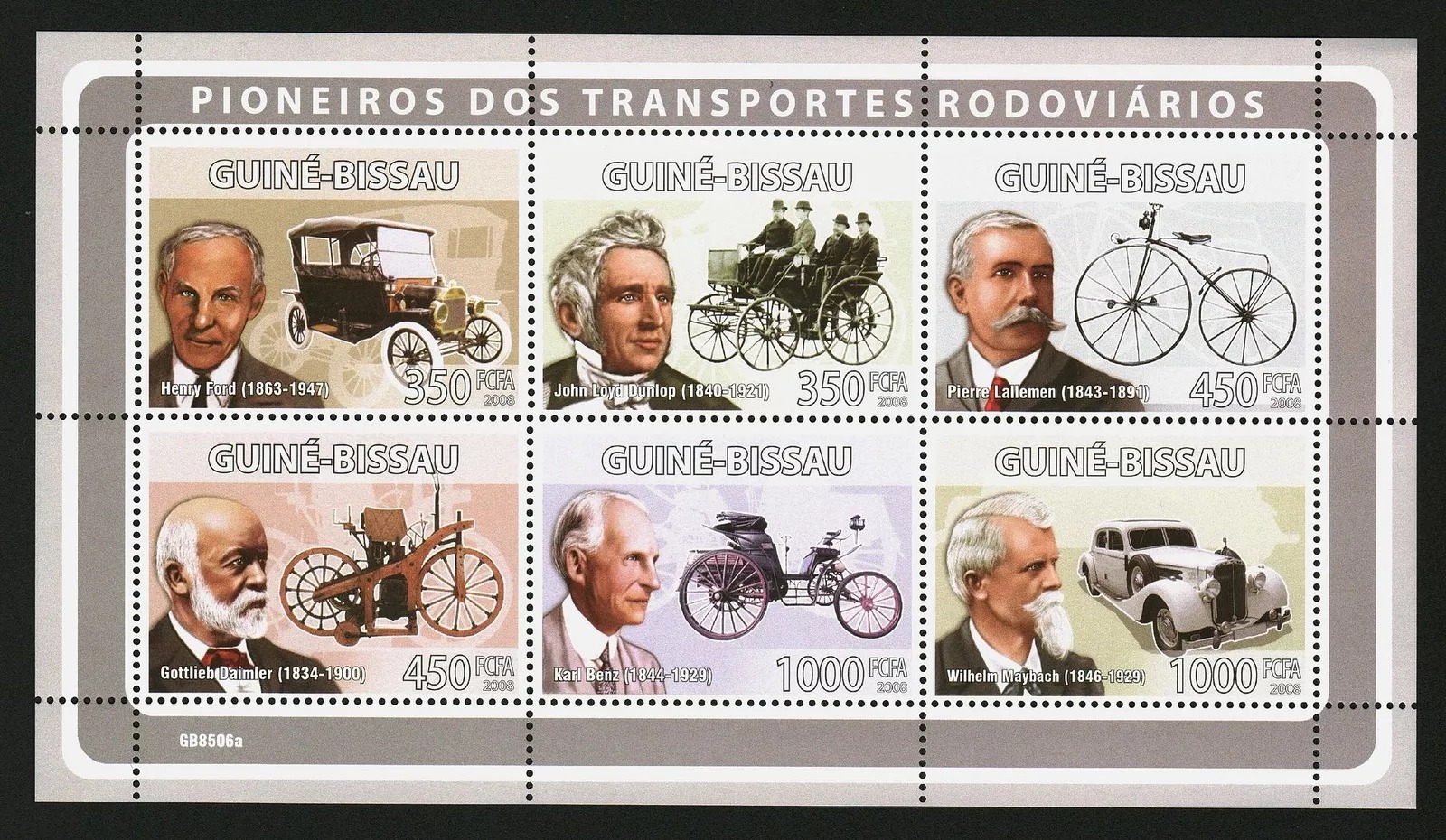 Guinea Bissau 2008 Pioneers Of Road Transportation M/S MNH