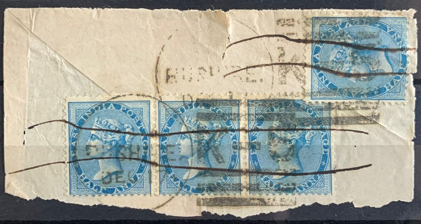 India 1876 QV 1/2a Multiple Used Abroad in BUSHIRE Fine Cancelled