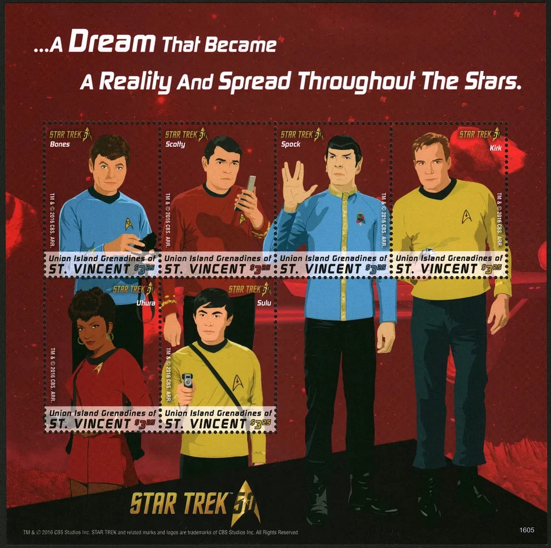 St.Vincent 2016 Star Trek 50th Anniversay M/S MNH