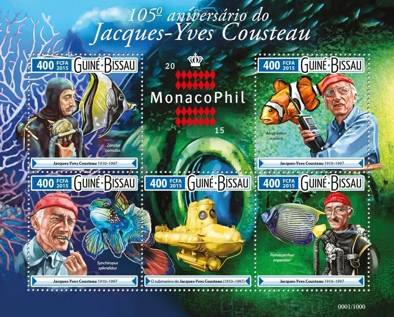Guinea Bissau 2016 Jacques Yves Cousteau M/S MNH