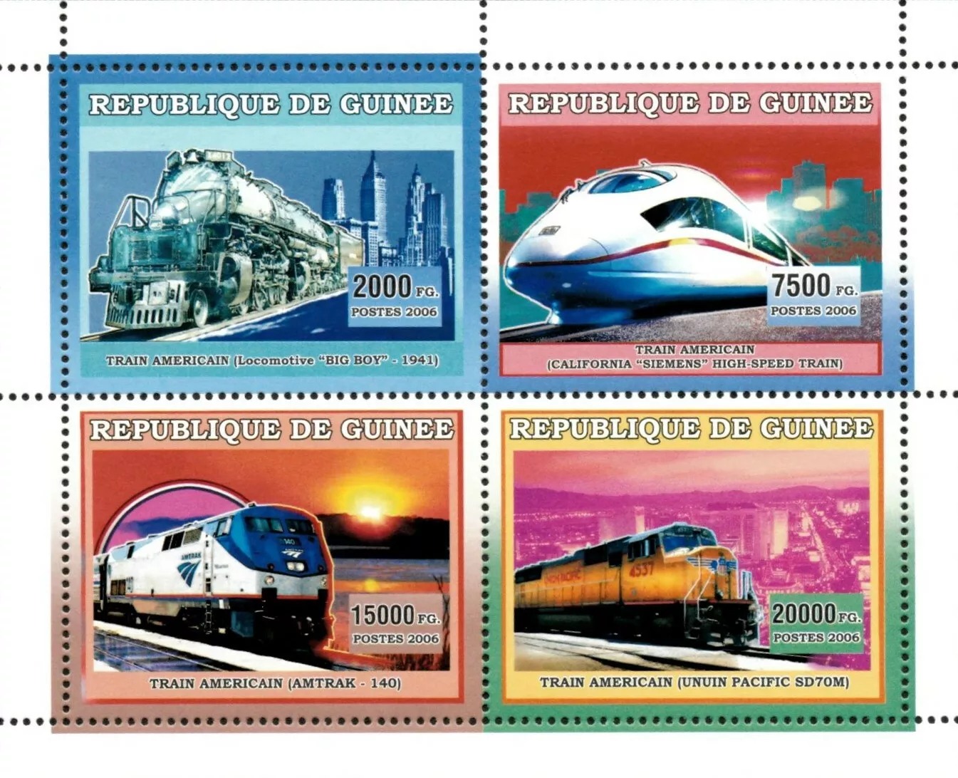 Guinee 2006 American Trains Locomotives M/S MNH