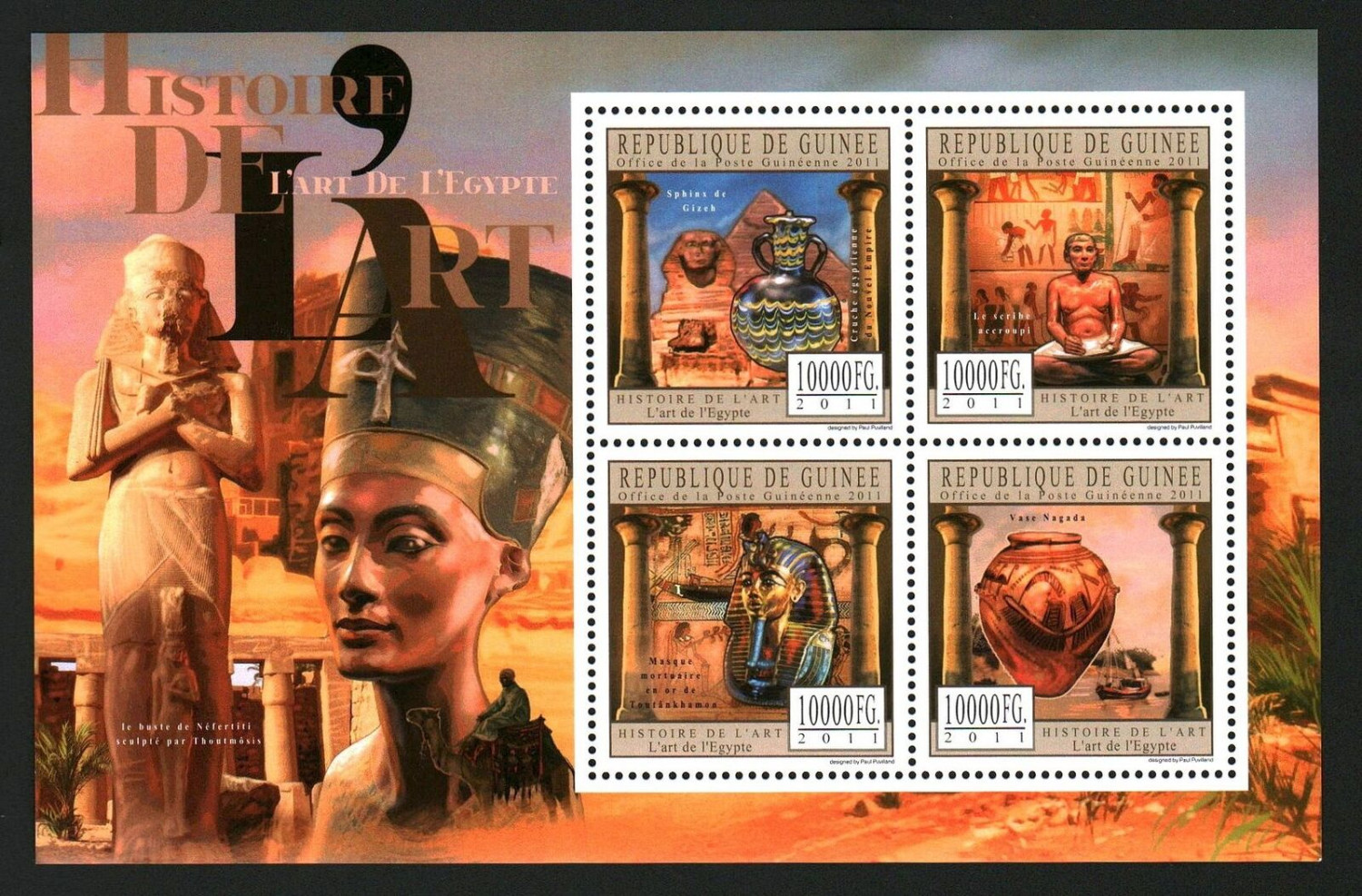 Guinee 2011 History Of Art Of Egypt M/S MNH