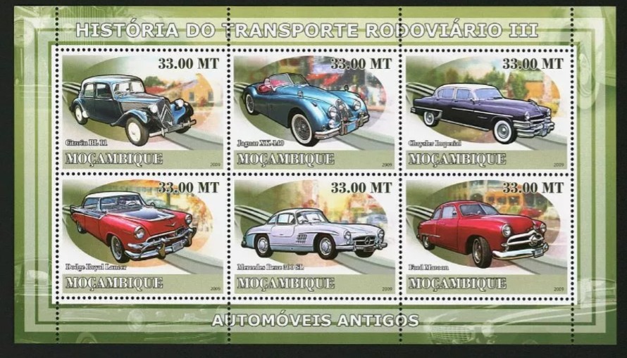 Mozambique 2007 History Road Transport Cars M/S MNH