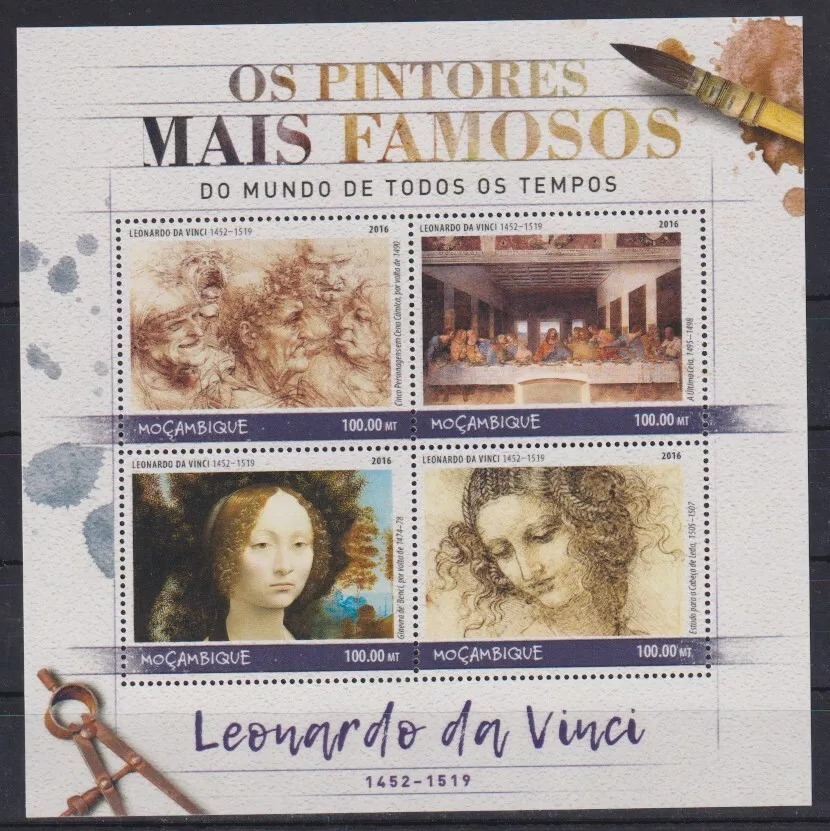Mozambique 2016 Leonardo da Vinci Paintings M/S MNH