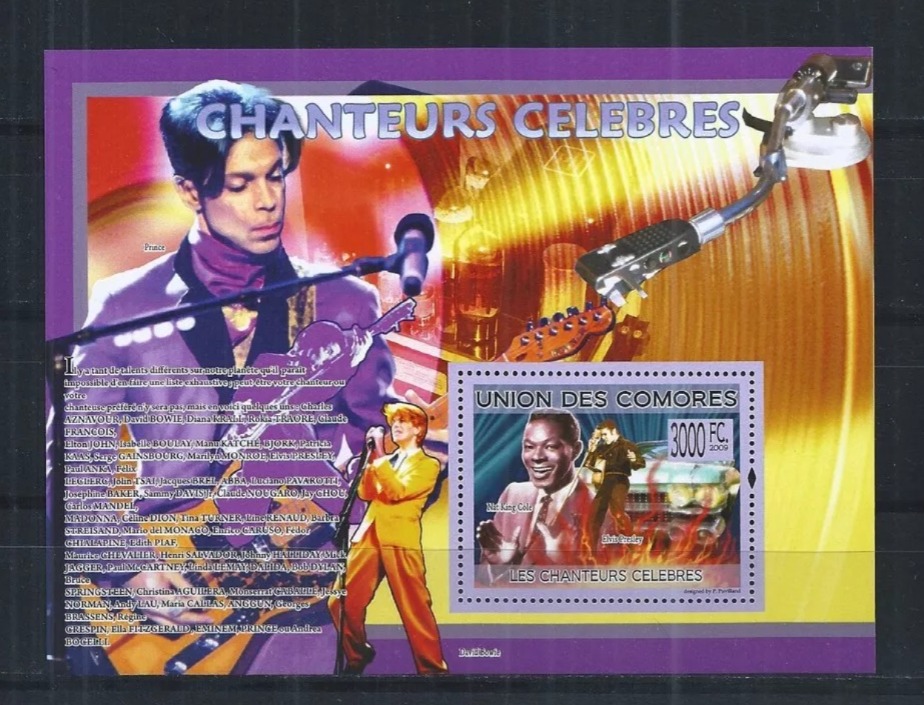 Comores 2009 Music Prince Elvis Sinatra Sting M/S MNH