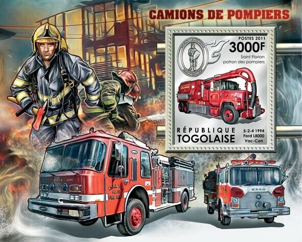 Togo 2011 Fire Trucks M/S MNH