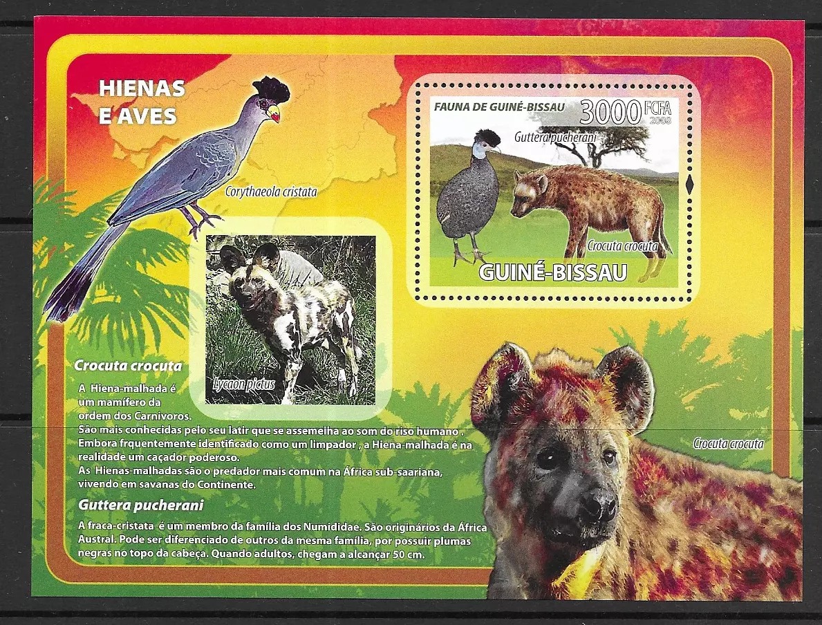 Guinea Bissau 2008 Hyenas & Birds M/S MNH