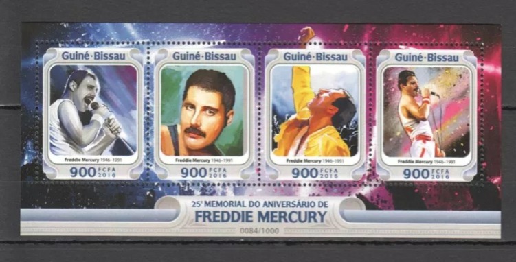 Guinea Bissau 2016 Freddie Mercury Queen Music M/S MNH
