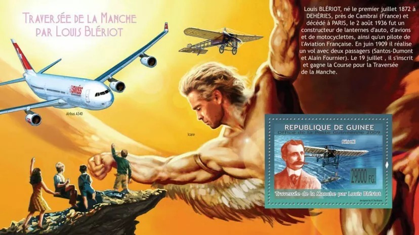 Guinee 2009 Louis Blériot La Manche Crossing M/S MNH