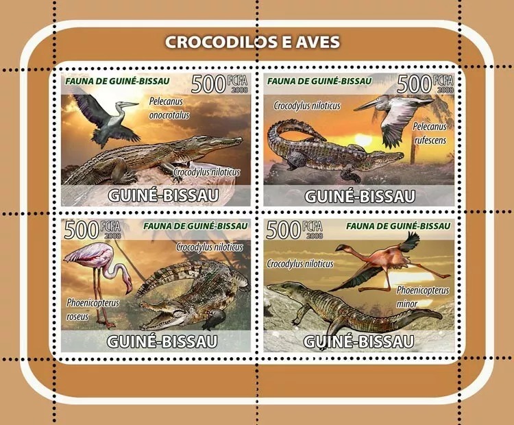 Guinea Bissau 2008 Crocodiles M/S MNH