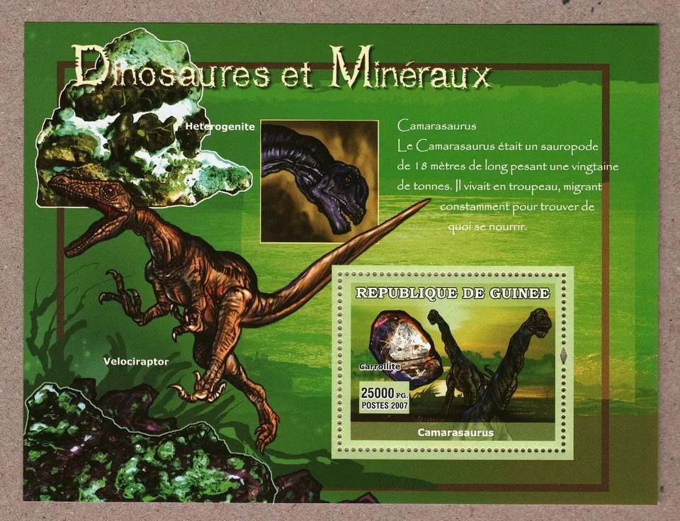 Guinee 2007 Dinosaurs and Minerals M/S MNH
