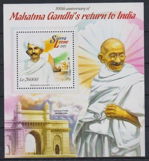 Sierra Leone 2015 Mahatma Gandhi M/S MNH