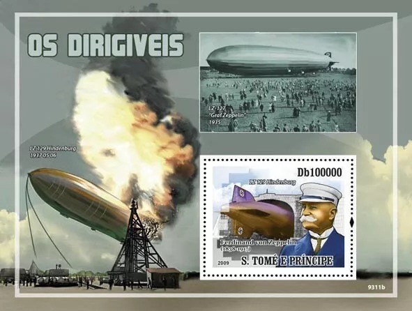 Sao Tome 2009 Zeppelins Ferdinand von Zeppelin M/S MNH