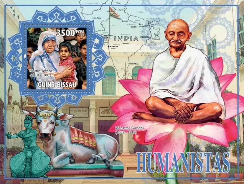 Guinea Bissau 2010 Mother Teresa Mahatama Gandhi M/S MNH