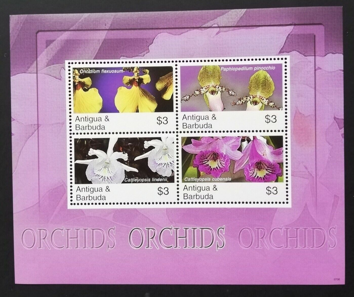 Antigua Barbuda Flowers Orchids M/S MNH