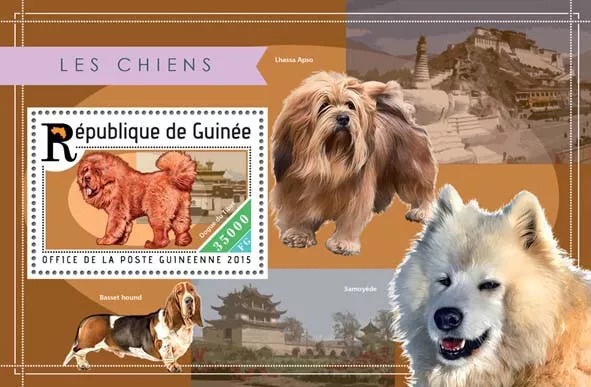 Guinee 2015 Tibetan Mastiff Basset Hound Dog M/S MNH