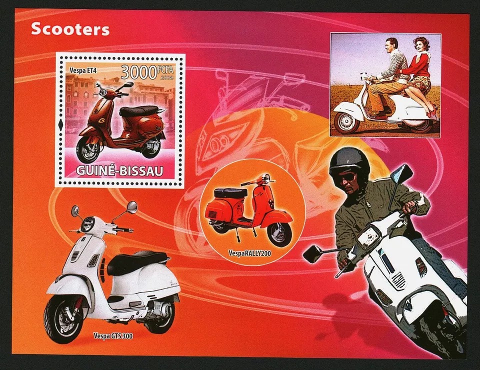 Guinea Bissau 2008 Scooters Vespa Motorcycle M/S MNH