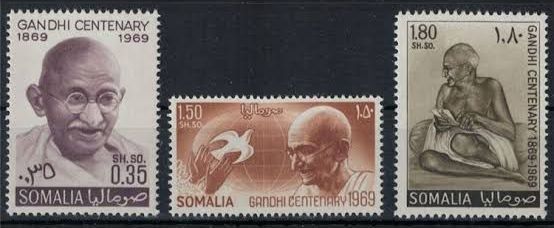 Somalia 1969 Mahatma Gandhi Anniversary 3v Set MNH