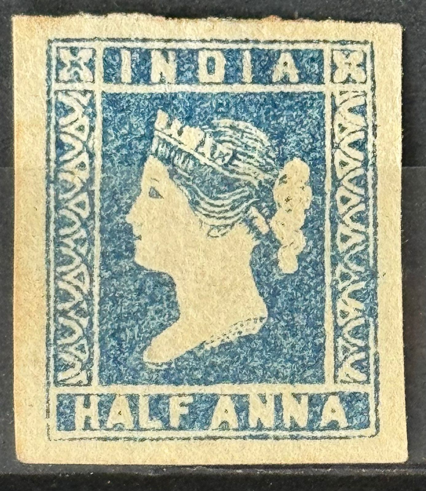 India 1854 QV DIE II SG 6 Blue 1/2a Mint SG Cat Val £225