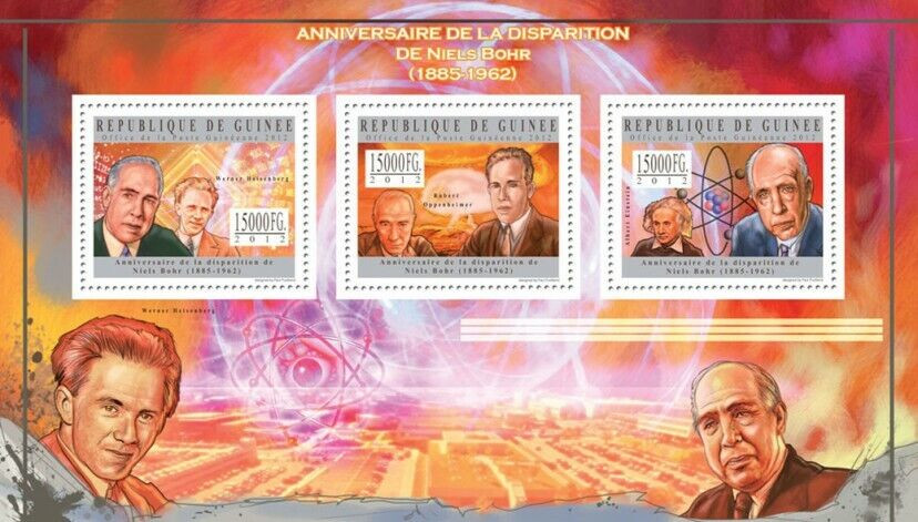 Guinee 2012 Niels Bohr Werner Heisenberg Albert Einstein M/S MNH