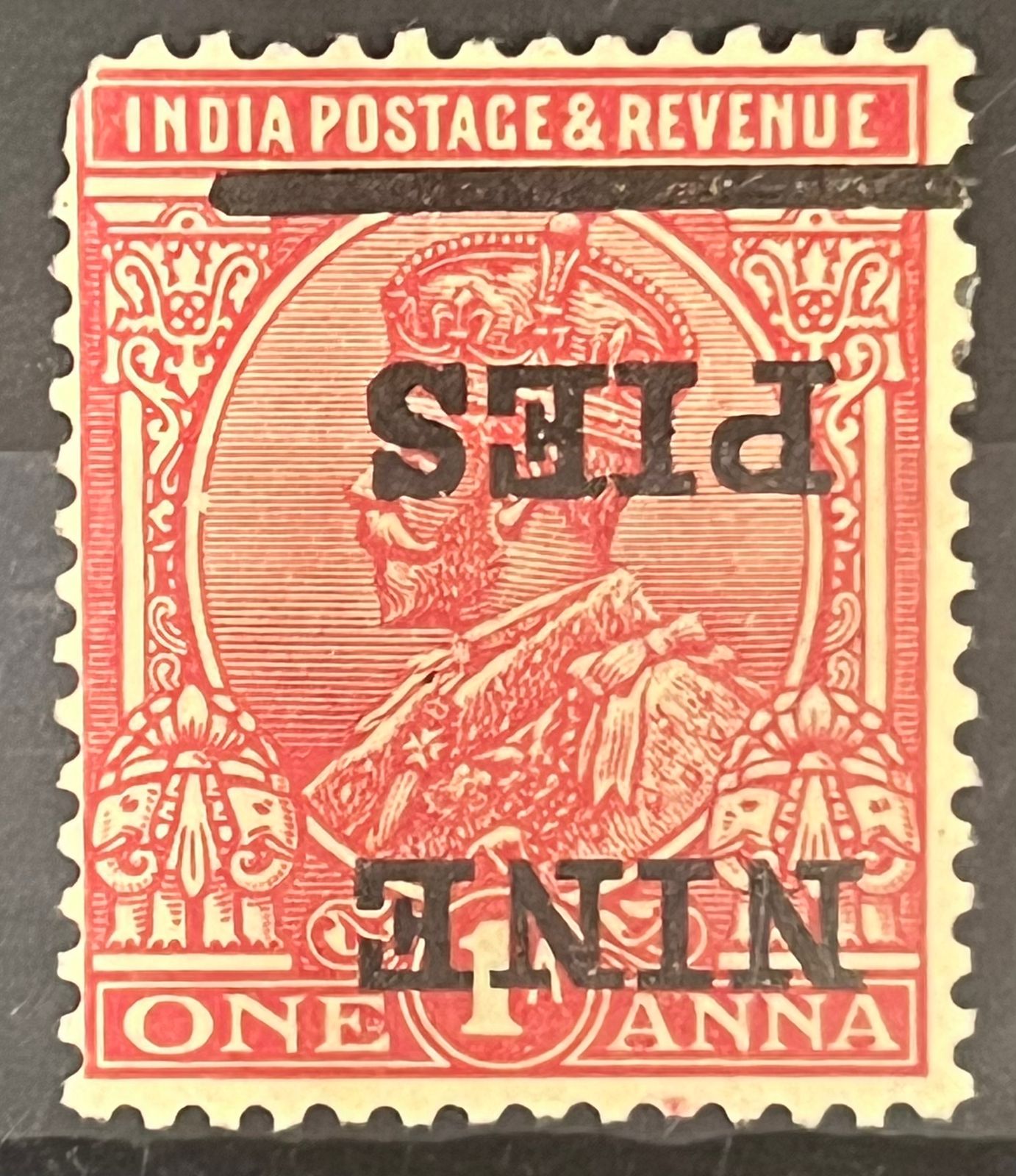 India 1921 KGV Nine Pies " Surcharge Inverted" Error Mint Very Rare