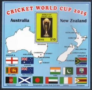 Nevis 2015 Cricket World Cup Flags India M/S MNH