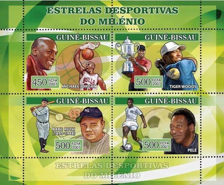 Guinea Bissau 2007 Basketball M. Jordan Golf T. Woods M/S MNH