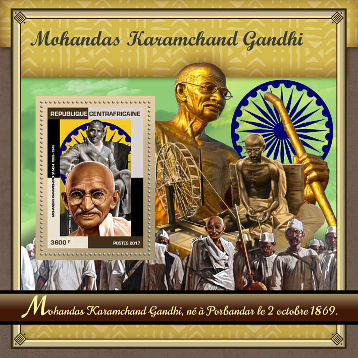 Central Africa 2017 Mahatama Gandhi M/S MNH
