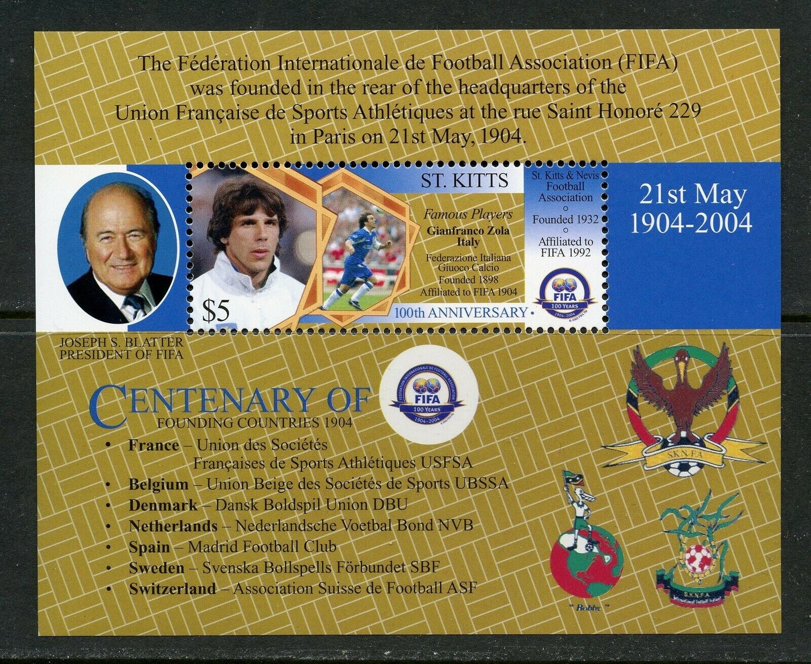 St.Kitts 1992 FIFA Football M/S MNH