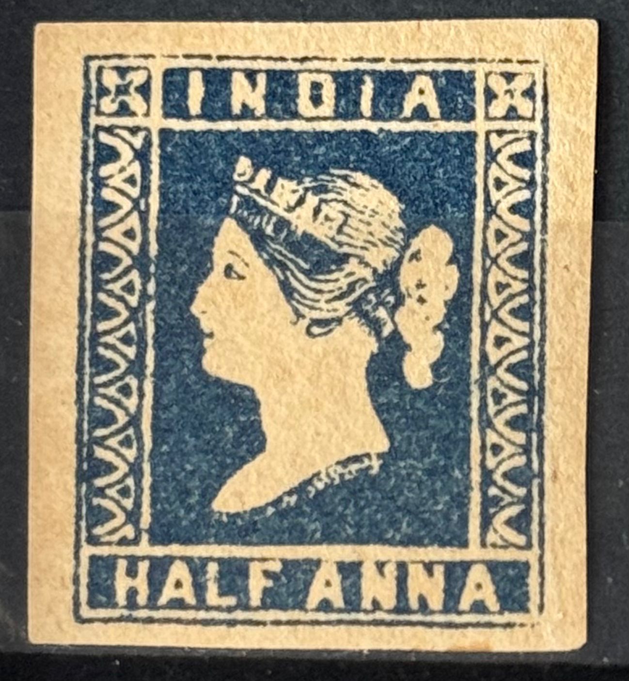 India 1854 QV DIE II SG 7 Indigo 1/2a Mint SG Cat Val £250