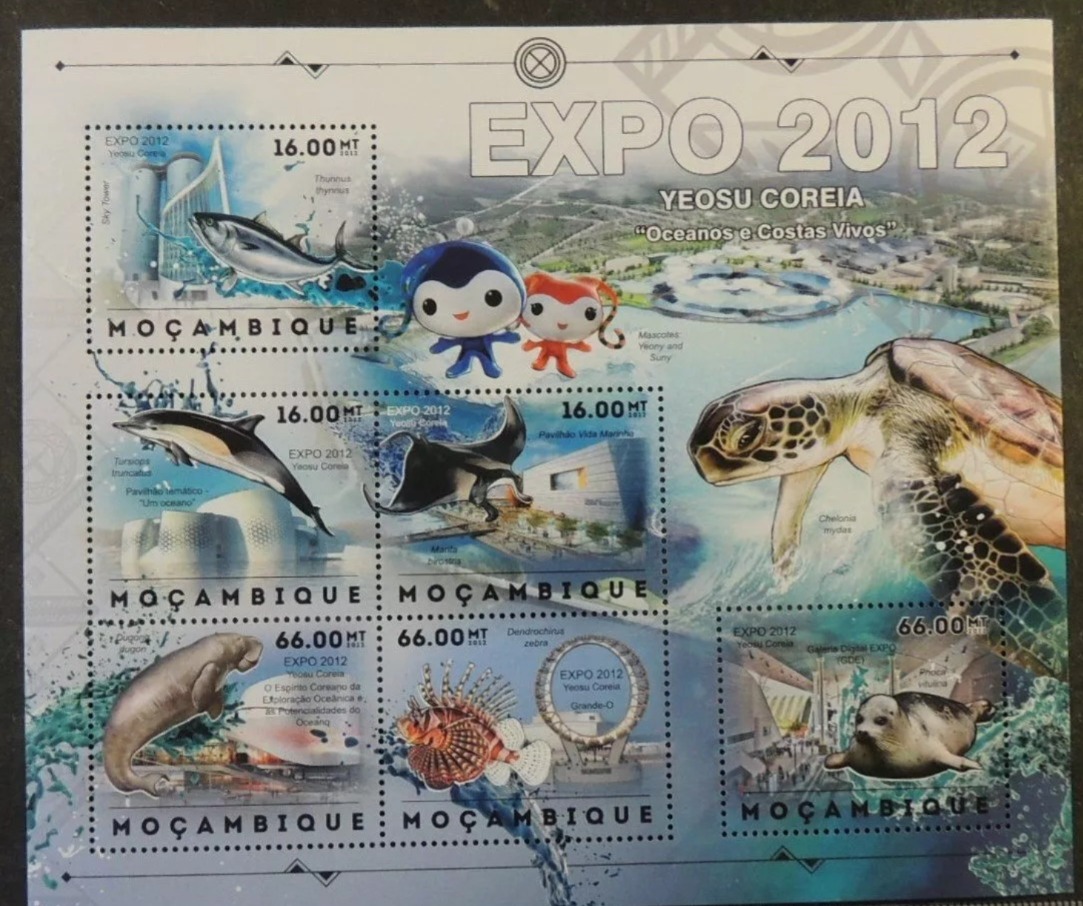 Mozambique 2012 korea Marine Life Dolphins Turtles M/S MNH