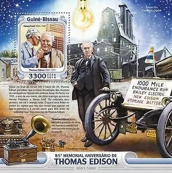 Guinea Bissau 2016 Thomas Edison M/S MNH