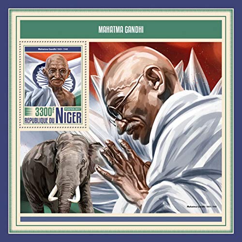 Niger 2017 Mahatma Gandhi India Flag Elephant b Stamps Miniature Sheet MNH