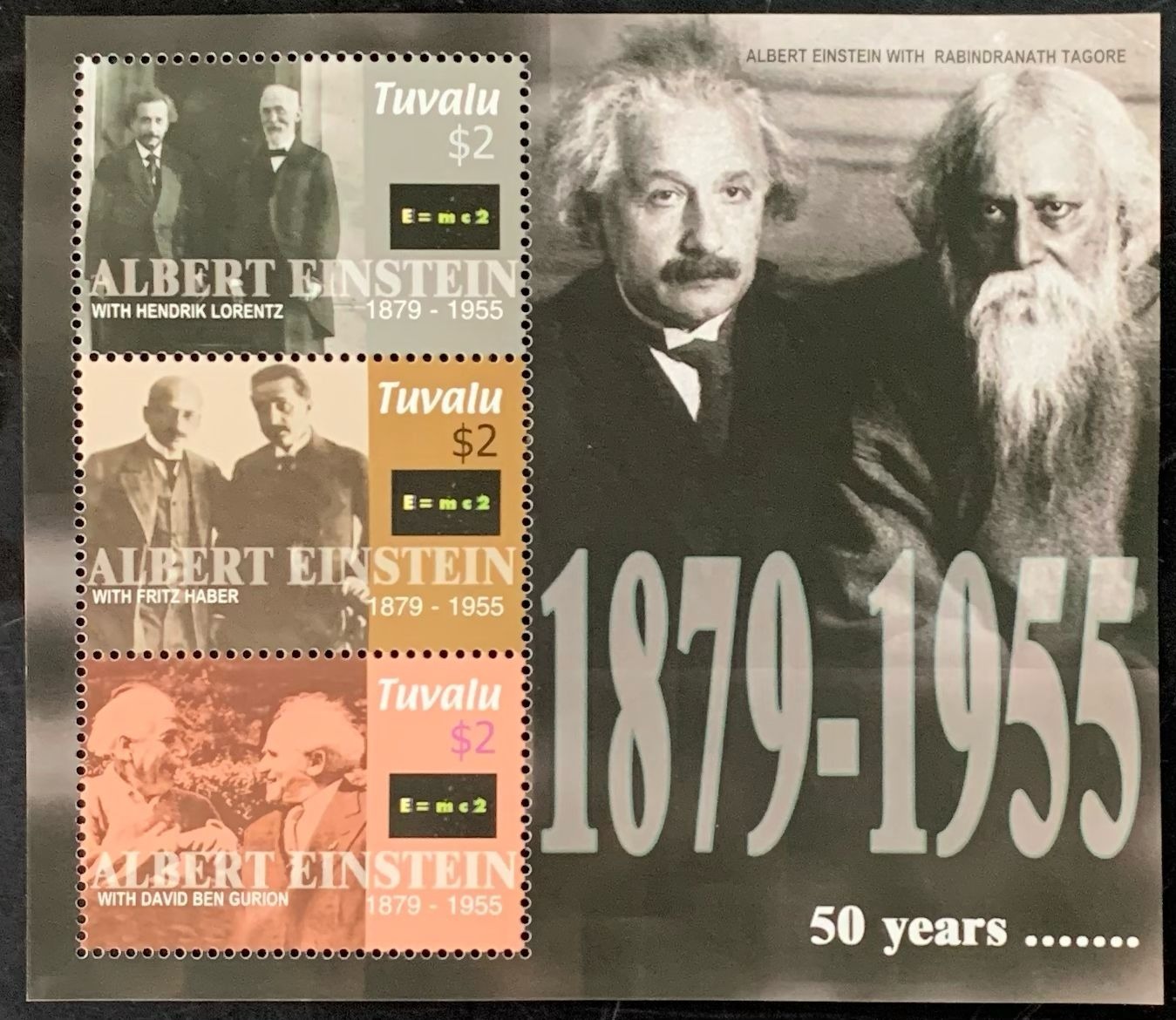 Tuvalu 2005 Albert Einstein 50 memorable years Rabindranath Tagore M/S MNH
