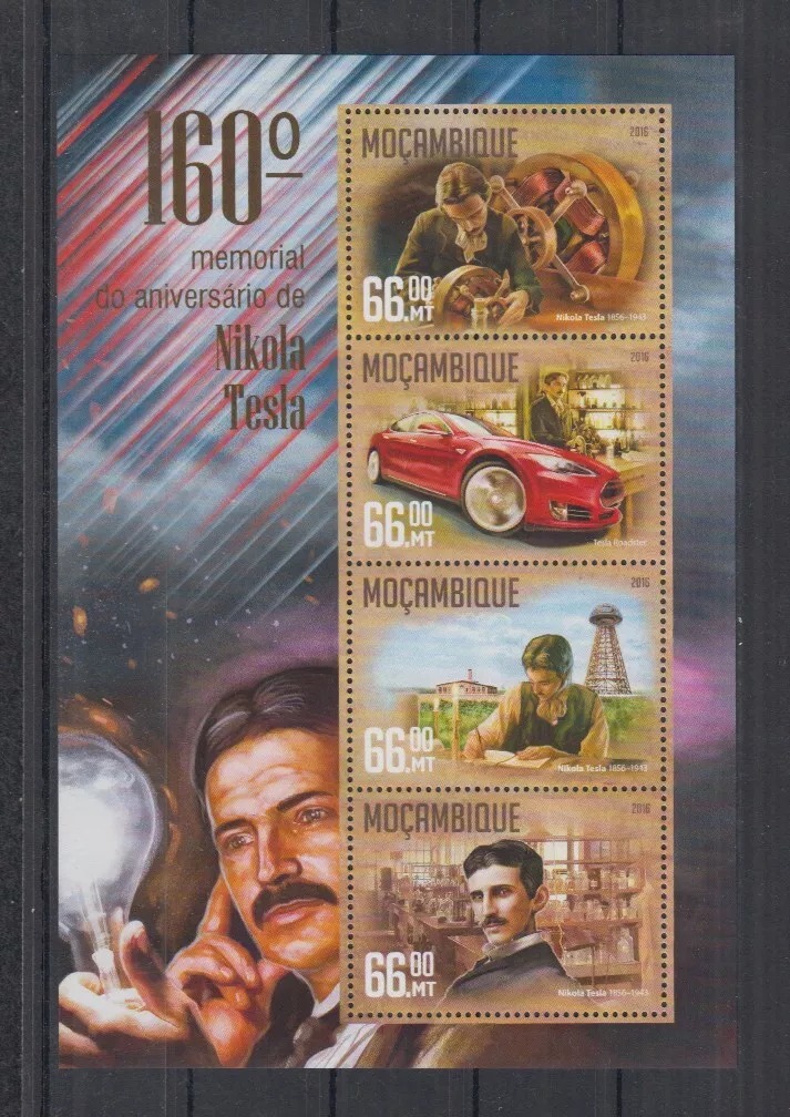 Mozambique 2016 Nikola Tesla M/S MNH