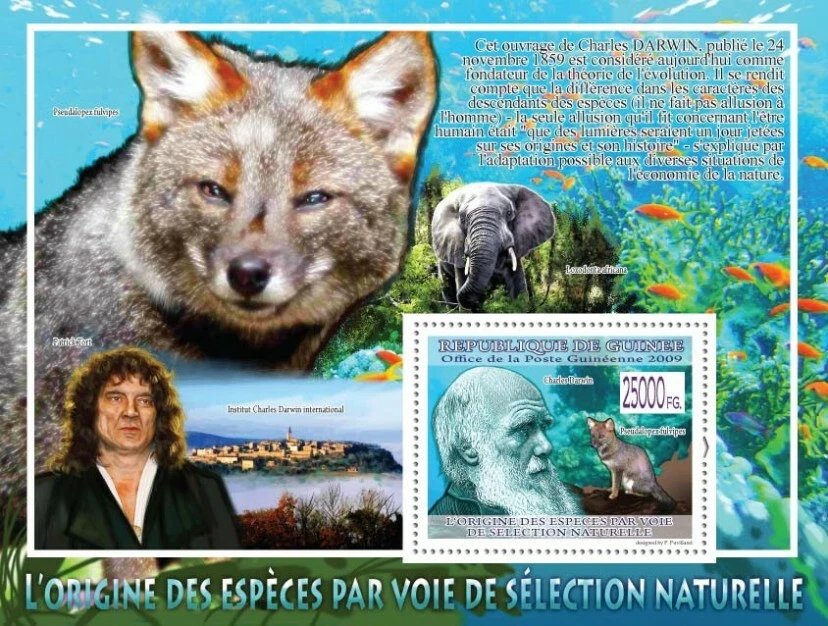 Guinee 2009 Charles Darwin Fox Elephan M/S MNH