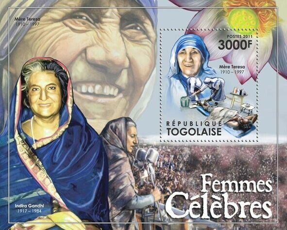 Togo 2011 Mother Teresa Indira Gandhi M/S MNH