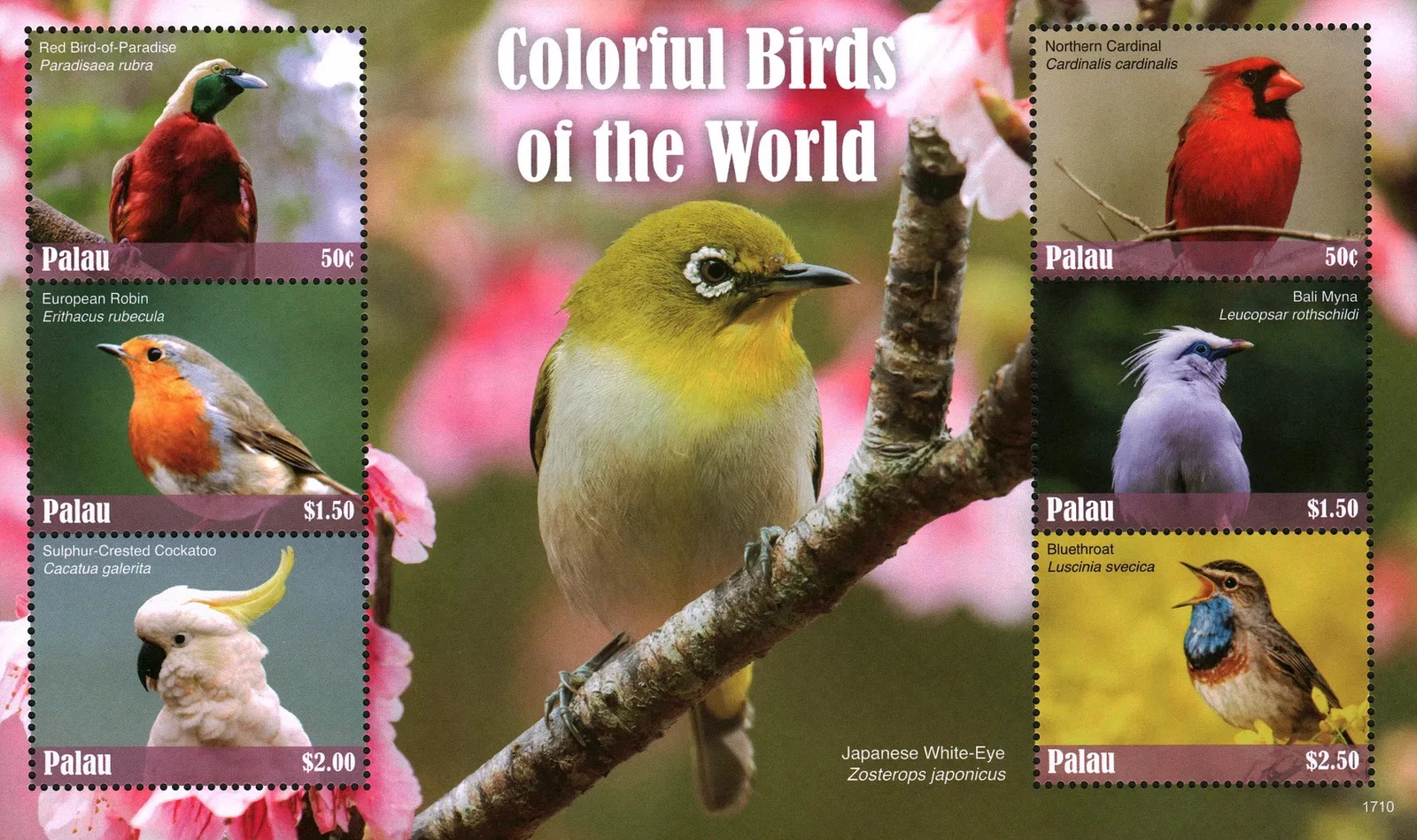 Palau 2017 Colorful Birds M/S MNH