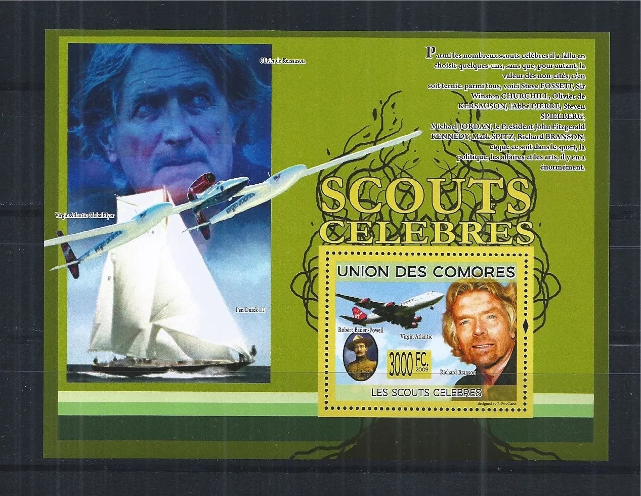 Comores 2009 Aviation Scouts Kersauson Branson Powell M/S MNH